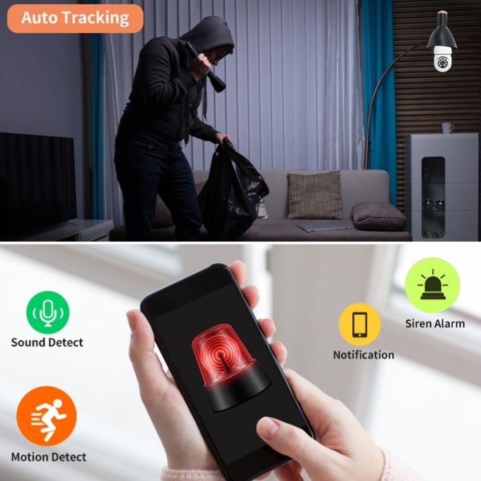 Camera supraveghere rotativa 360° wireless tip bec vedere nocturna