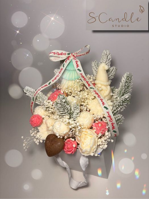 Aranjament flori din ceara - Crăciun