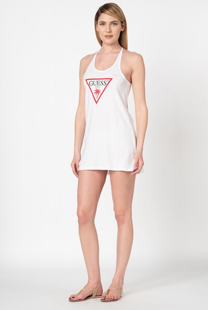 Плажна рокля Guess, S-M, бяла, черна