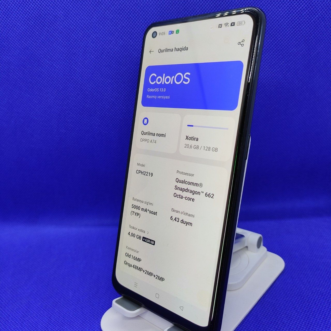 Oppo A74 sotiladi 128Gb
