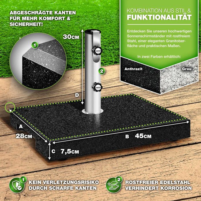 Гранитна стойка за чадъри с дръжка за носене Tillvex