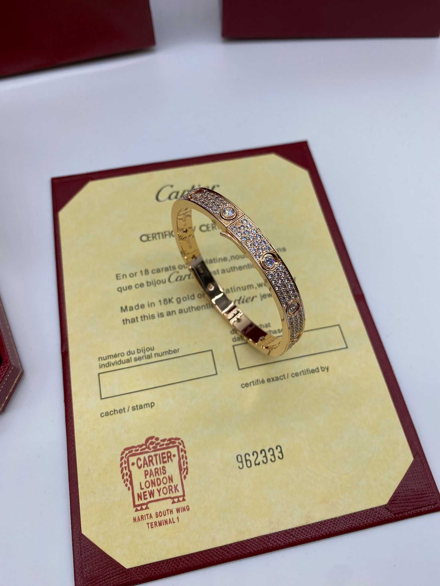 Brățară Cartier LOVE 19 Aur Rose 24K Diamond cu cutie