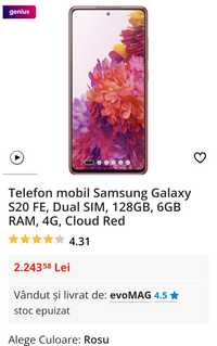 Samsung S20 FE rosu in stare excelentă