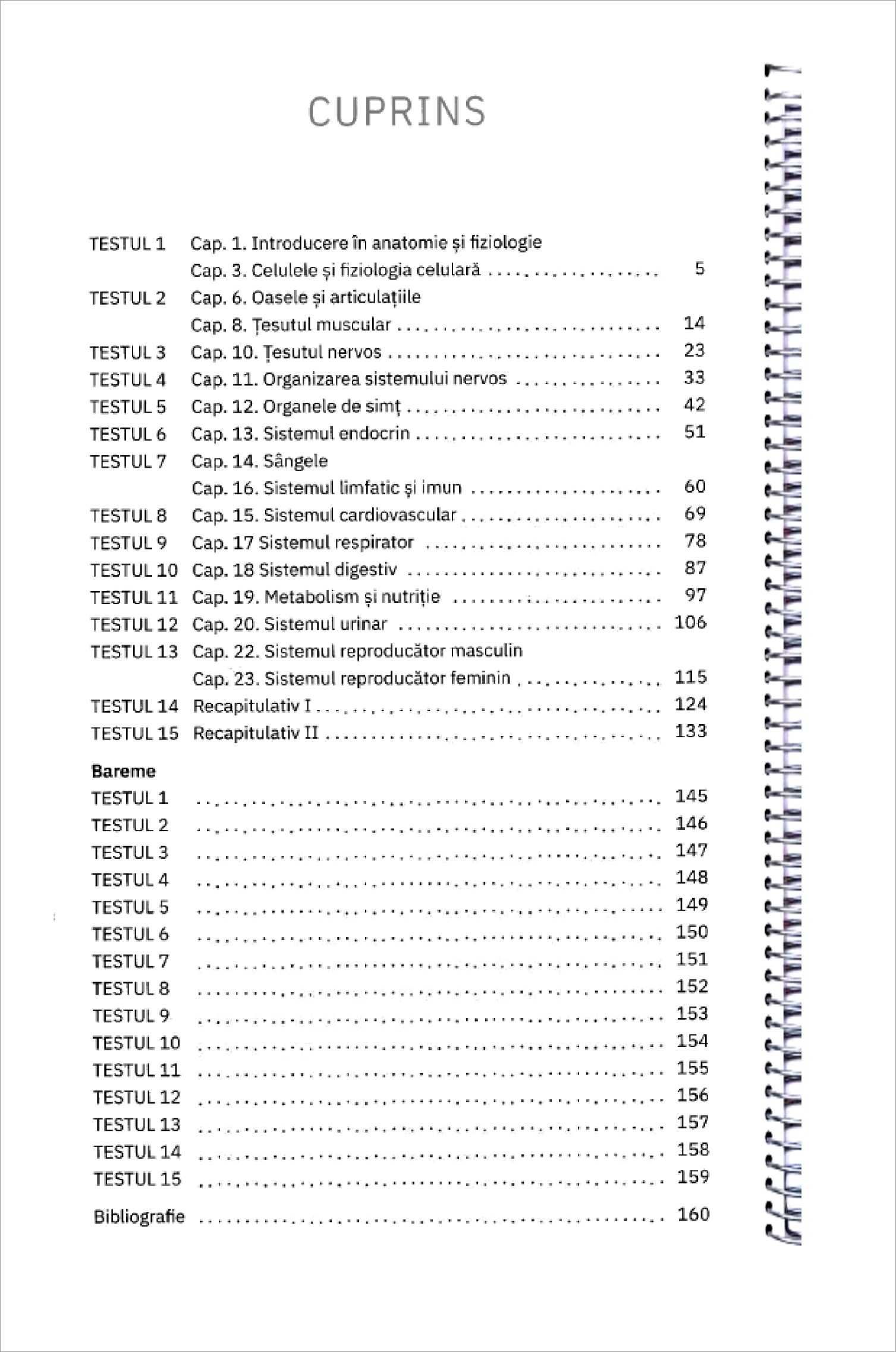 Teste Grilă - Anatomie și Fiziologie Umană 2023 - xerox, spiralat
