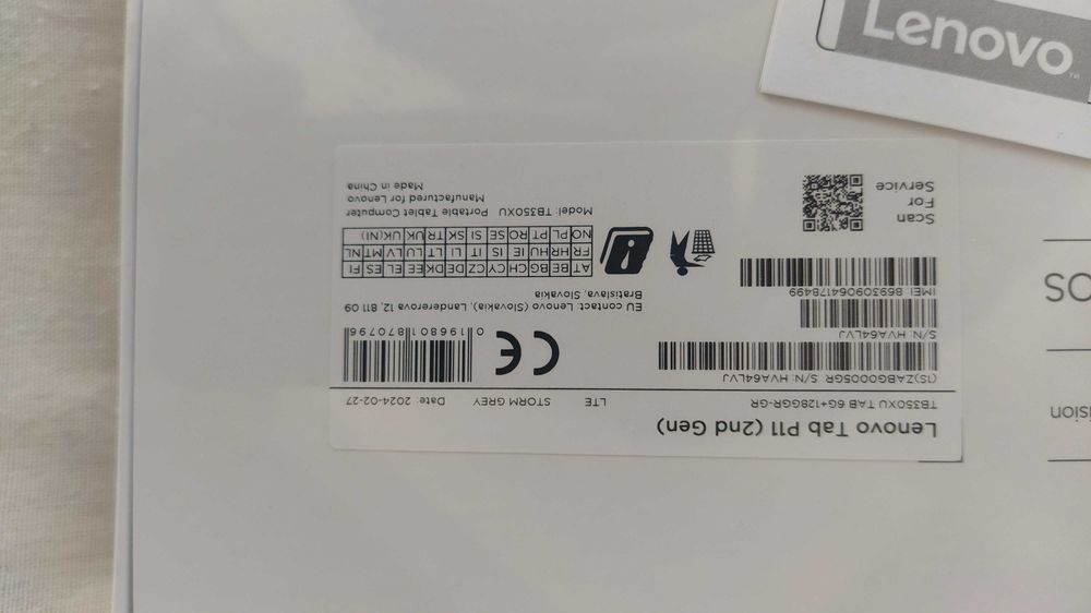 Таблет Lenovo Tab P11 TB350XU 2nd Gen с протектори и чанта.