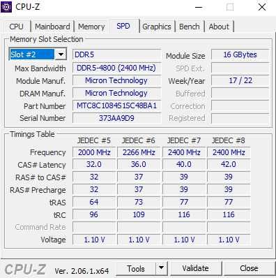 1 plăcuță DDR5 16GB 4800MHz Micron