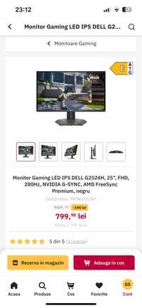 Monitor gaming DELL 280hz 25 inch nou nout