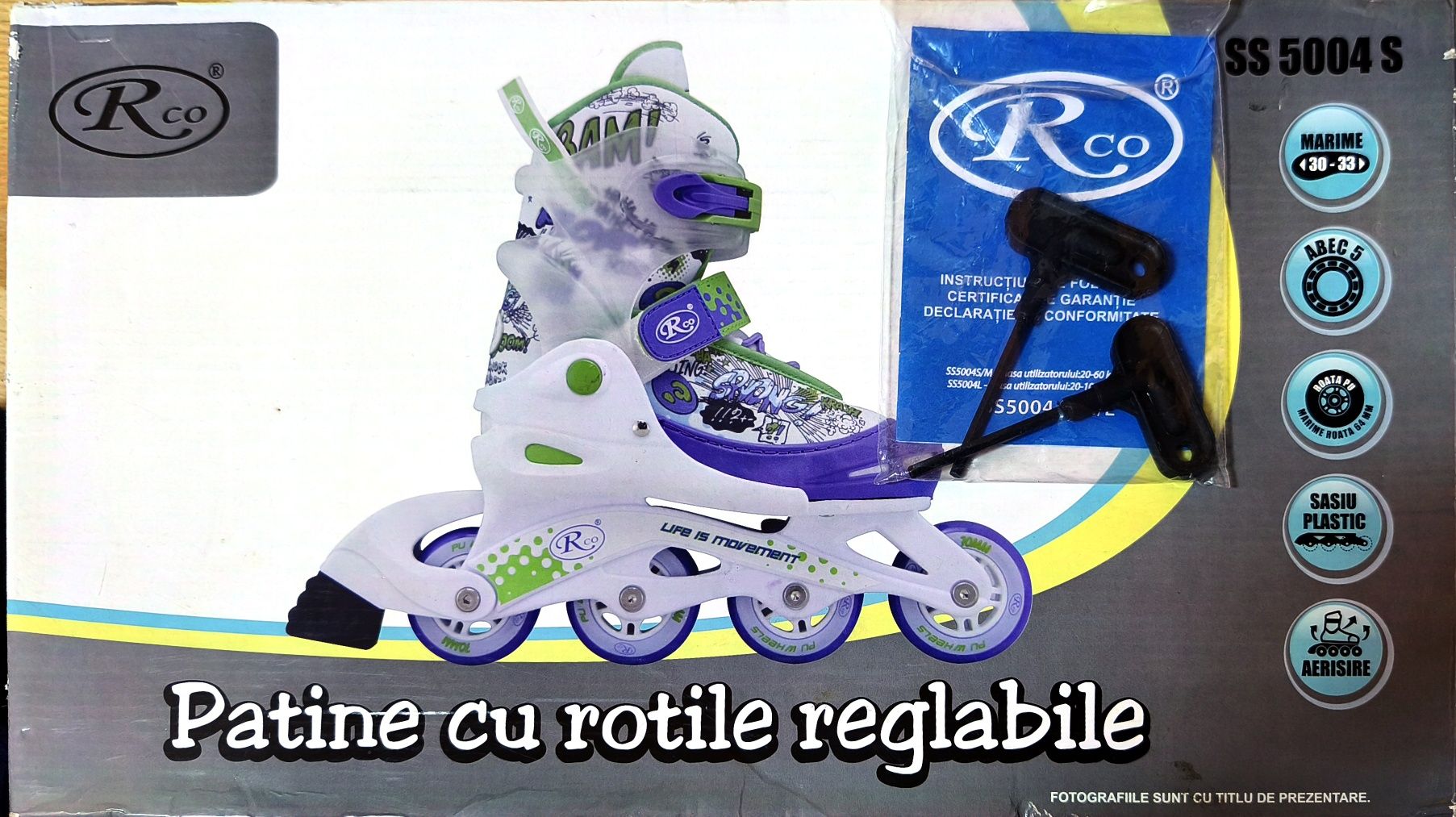 Role RCO reglabile, Albastre, Mărime 30-33,SS 5004 S, pentru copii