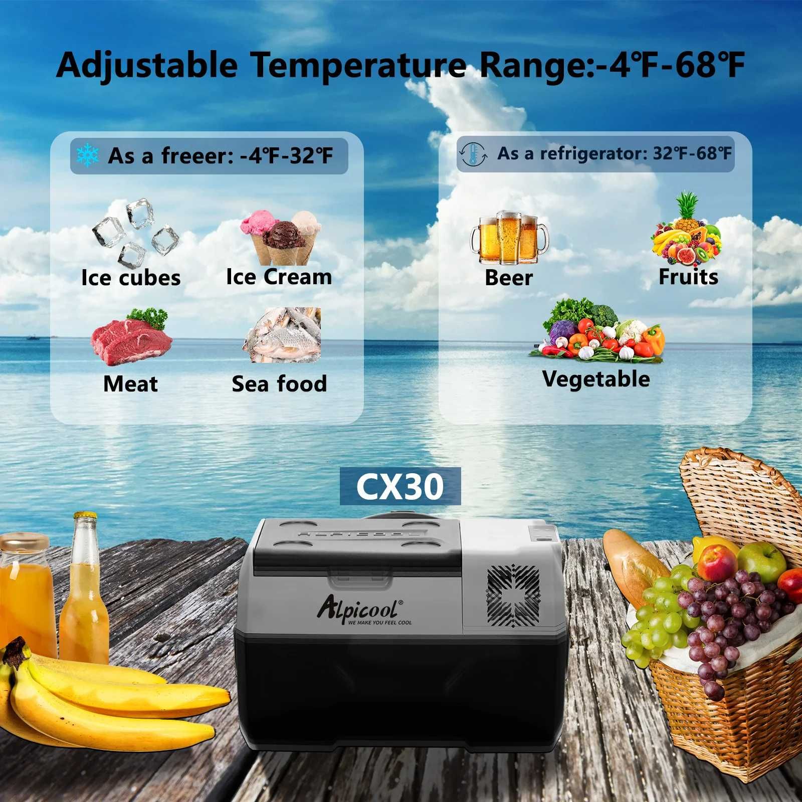Alpicool CX30 хладилник / фризер за кола – 30L компресорен 12/24V 220V