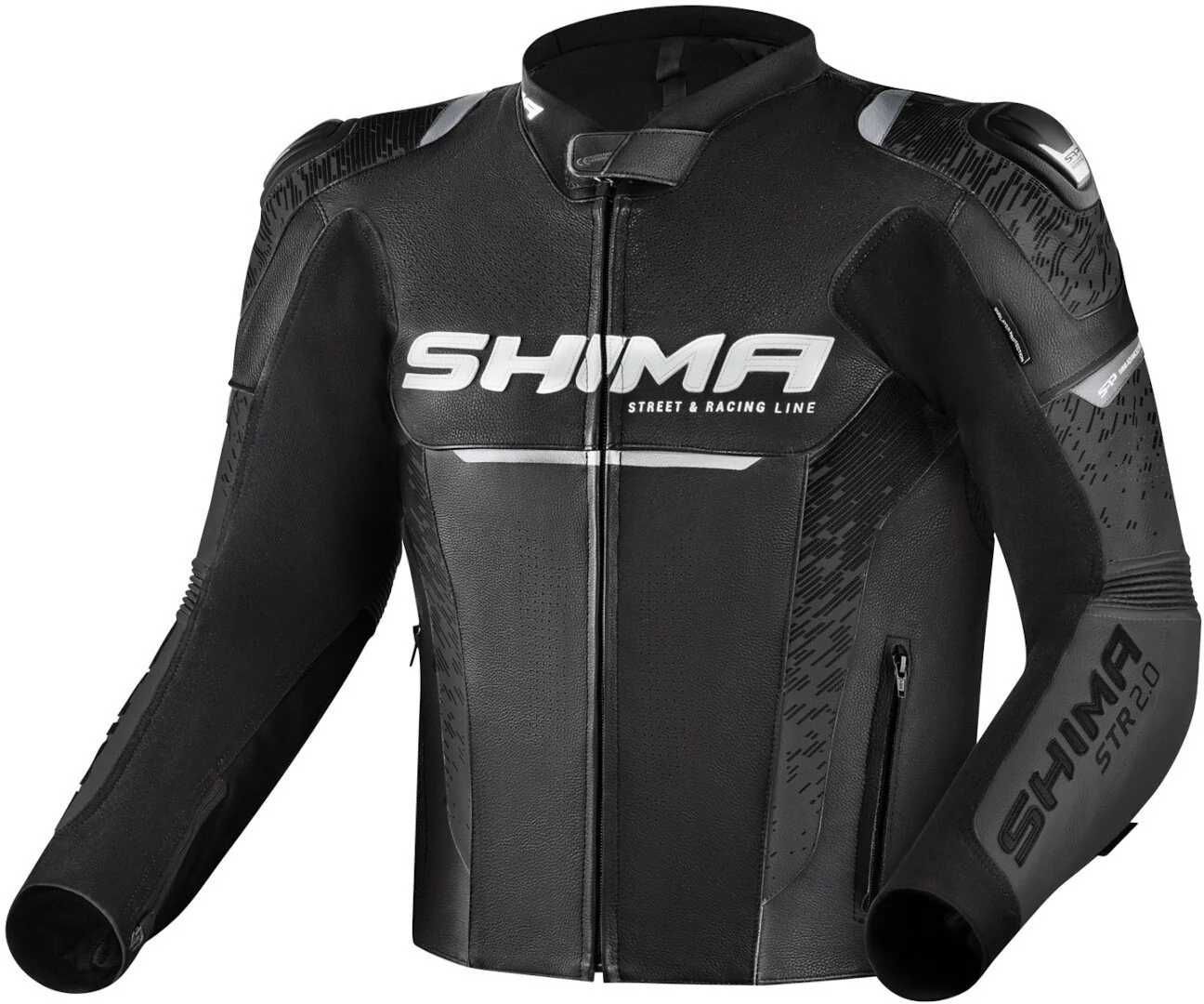 Кожено мото яке SHIMA STR 2.0 Black гърбица,протектори,вентилация