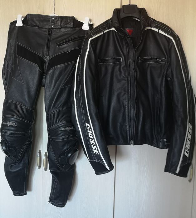 Costum piele naturala motociclism cu protecții
