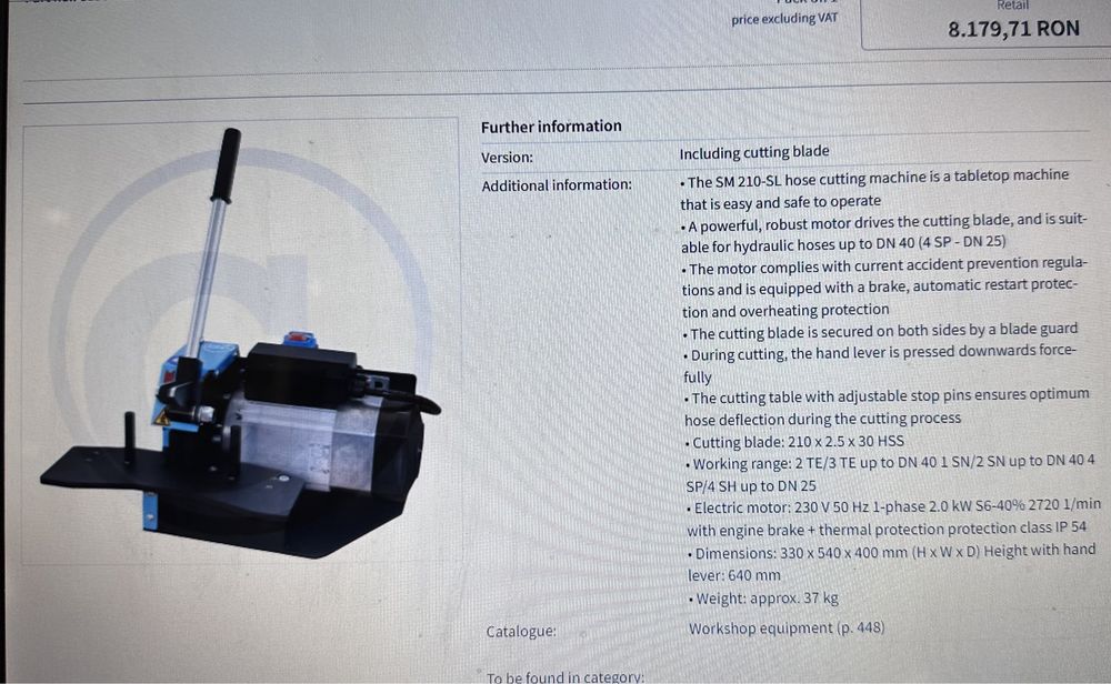 Vand echipament sertizat furtnuri hidraulice. Fix si mobil