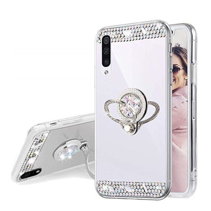 Husa oglinda, pietricele + inel pt. Huawei P Smart S