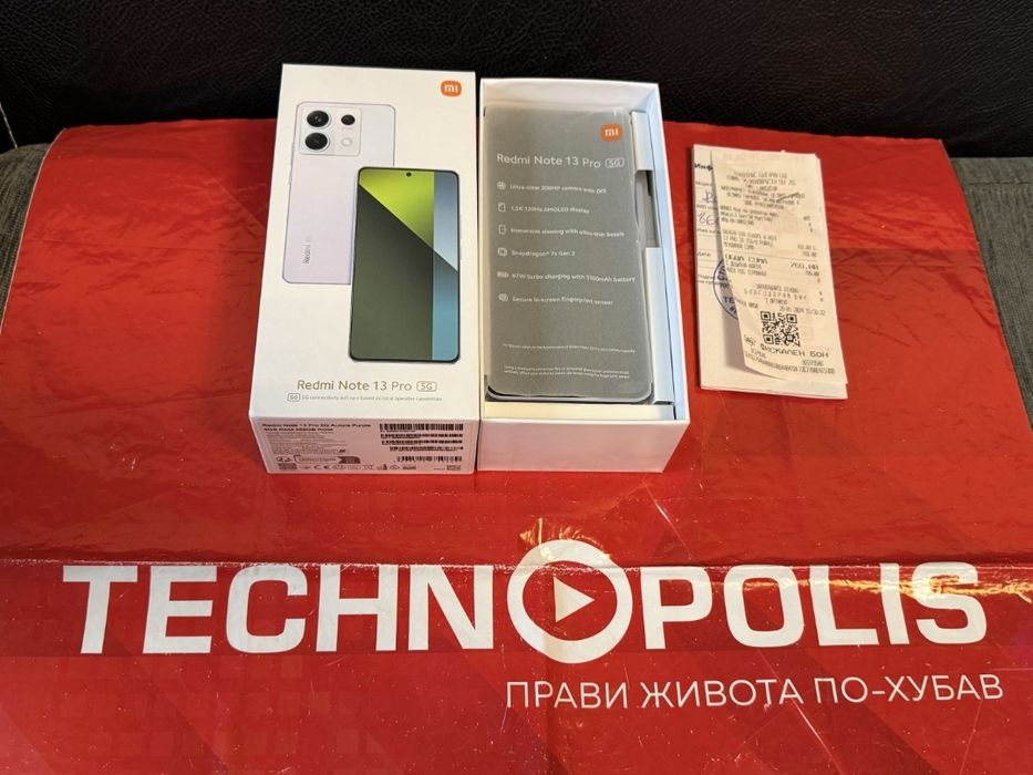 КАТО НОВ 256GB Redmi Note 13 Pro Гаранция Technopolis '26 Purple Лилав