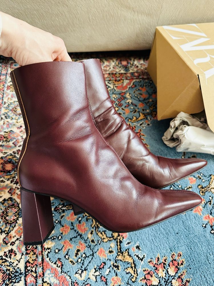 Botine din piele naturala Zara