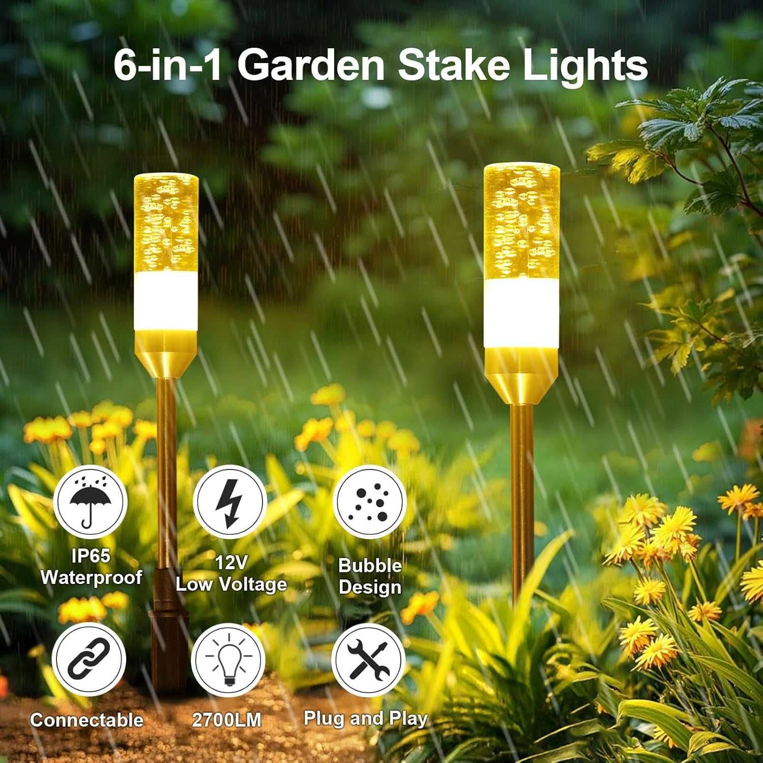Градински лампи IRISECO с колчета, 6 броя 12V нисковолтови LED, IP65
