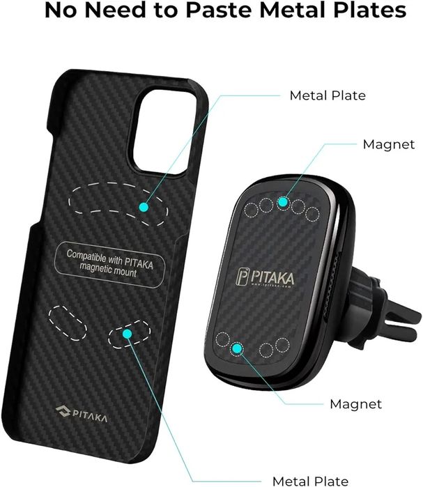Iphone 12 pro MAX Pitaka MagEZ комплект кейс, безжично зарядно за кола