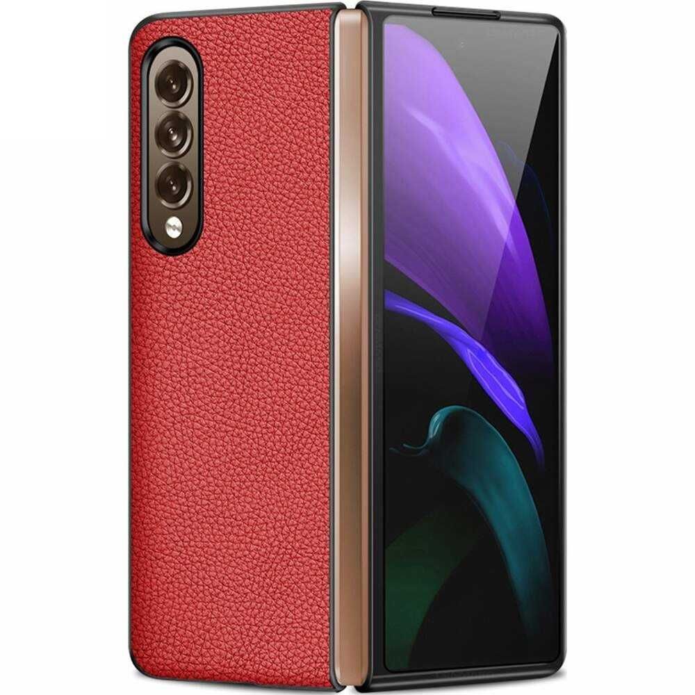 Huse premium+Folie sticla SAMSUNG Galaxy Z Fold3 5G aspect piele spate