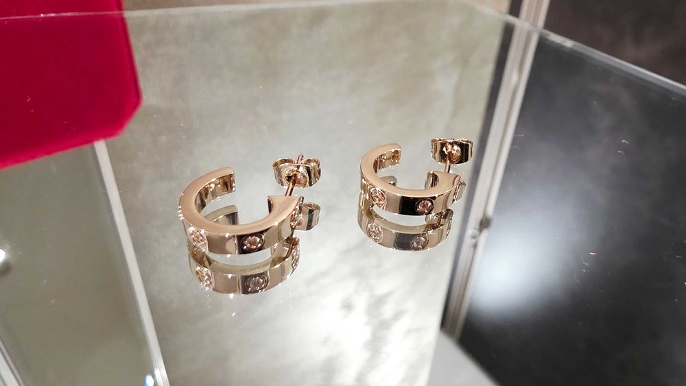 CARTIER Love Rose Gold Hoop 2 Diamonds Small Model Дамски Обеци