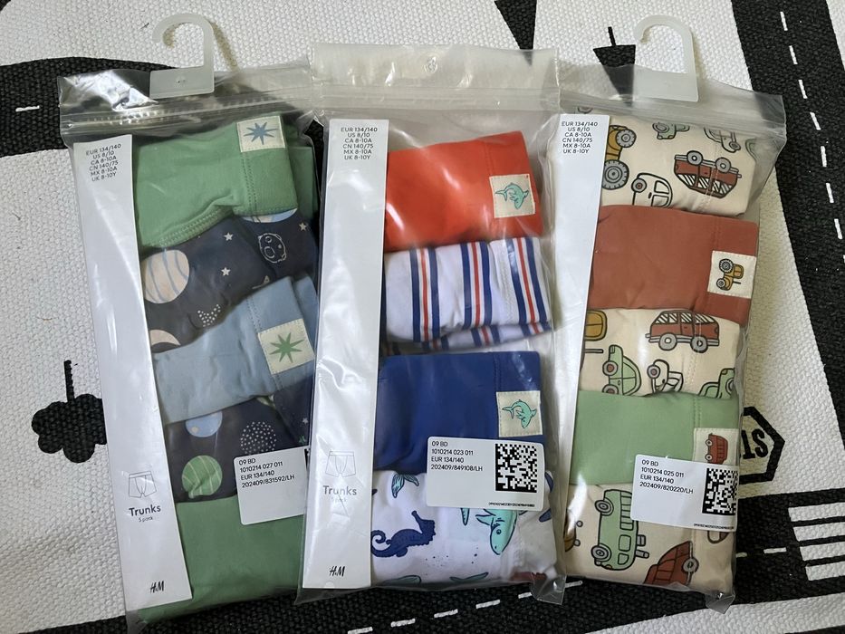 H&M set 5 perechi de chiloti/boxeri, 134-140