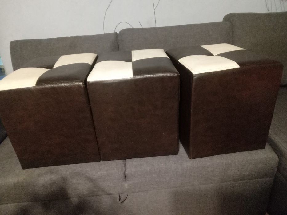 Vând 3 tabureti crem&maro