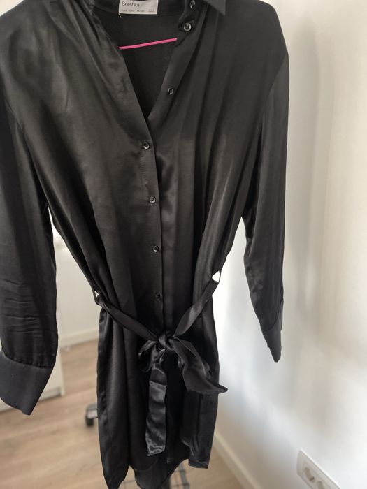 Rochie camasa saten neagra marimea S