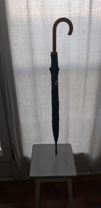 Зонт-трость, темно-синий, однотонный.