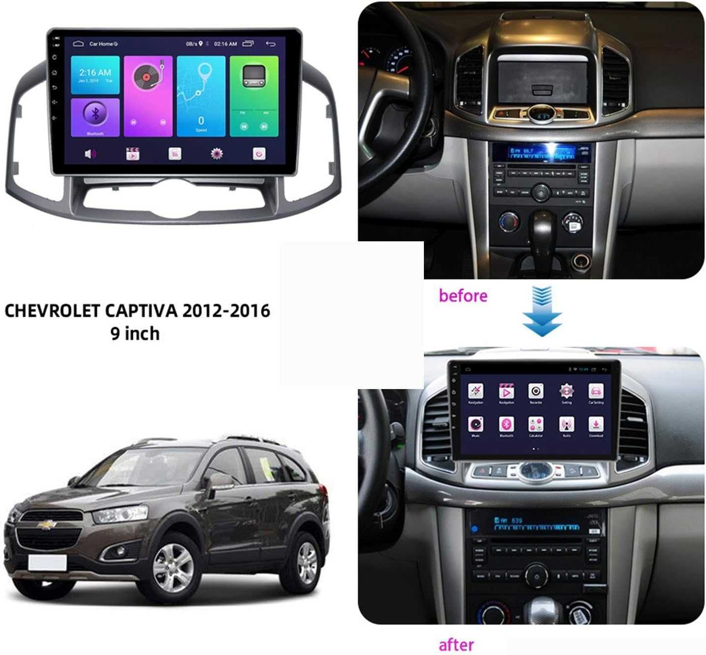 Мултимедия Двоен дин за Chevrolet Captiva с екран Навигация Android