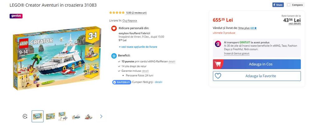 LEGO Creator 3 in 1 - Aventuri in croaziera 31083 - 597 piese