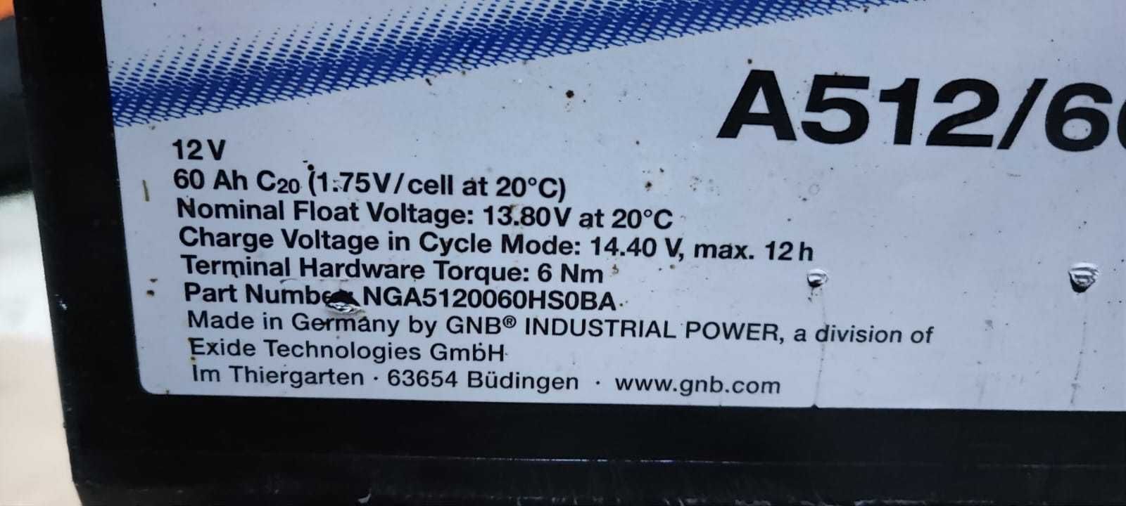 Acumulator, batere gel, A512/60, G6, import Germania, 2 buc
