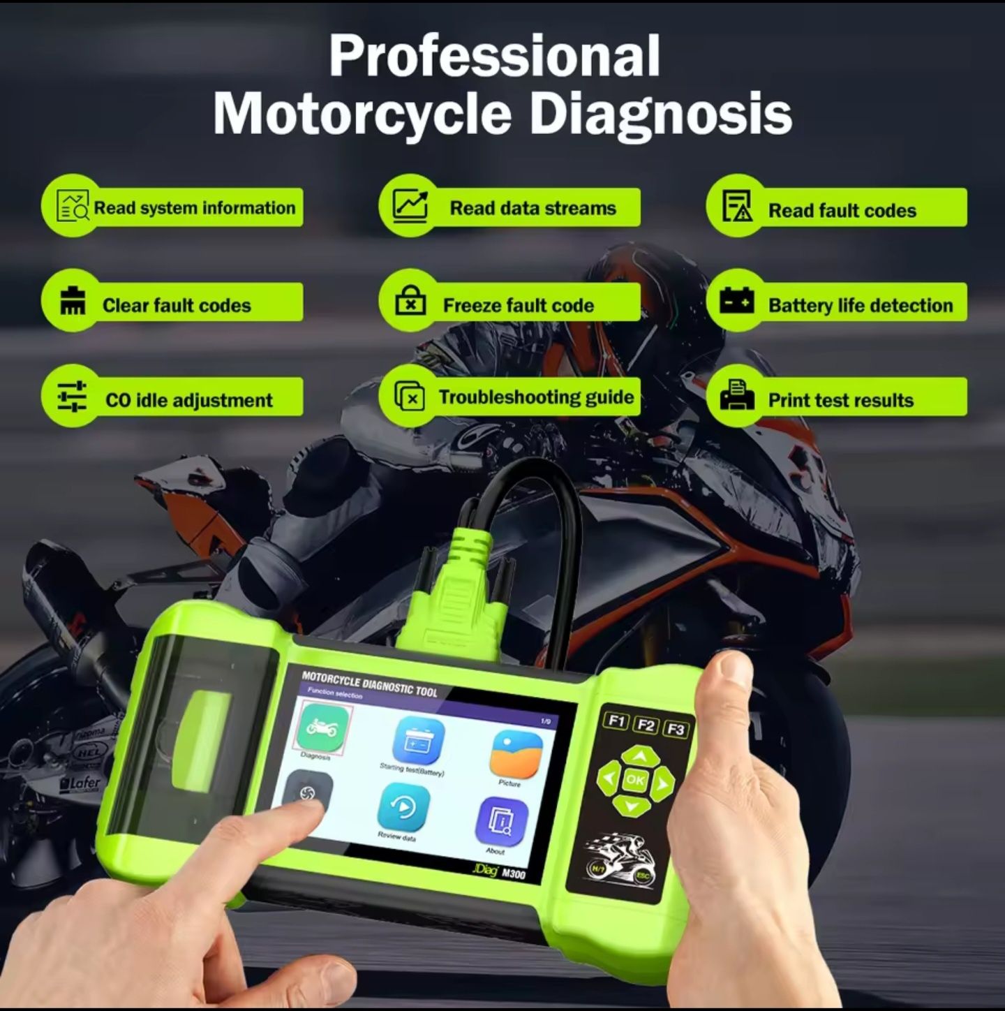 JDiag M300Pro диагностика за мотори
