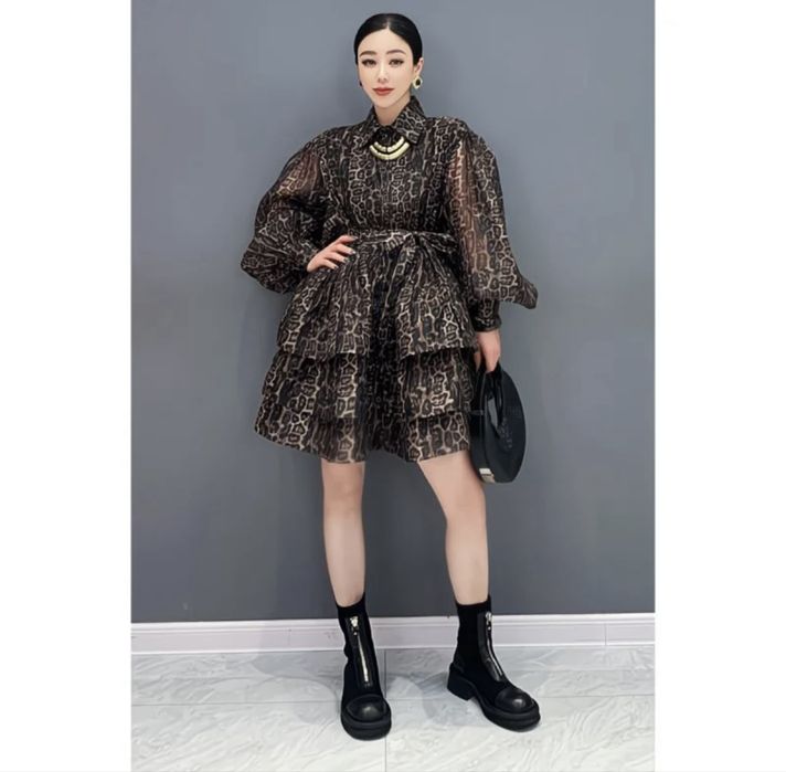 Платье тигровое коричневое