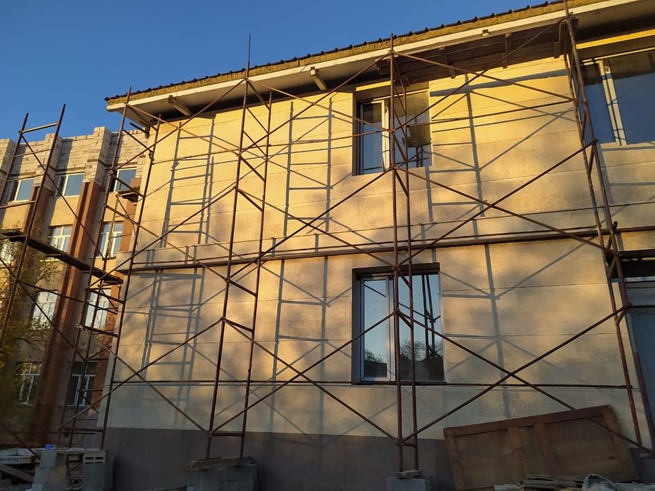 Монтаж фасадных работ, травертин , ФЦП