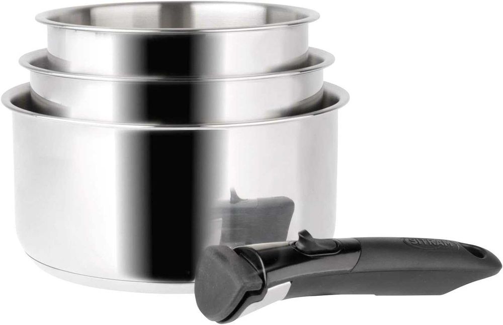 SITRAM-713511 Комплект 3 тенджери 16,18,20см, неръждаеми, подв. дръжка