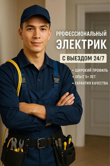 Электрик на выезд срочный вызов недорого круглосуточно Алматы