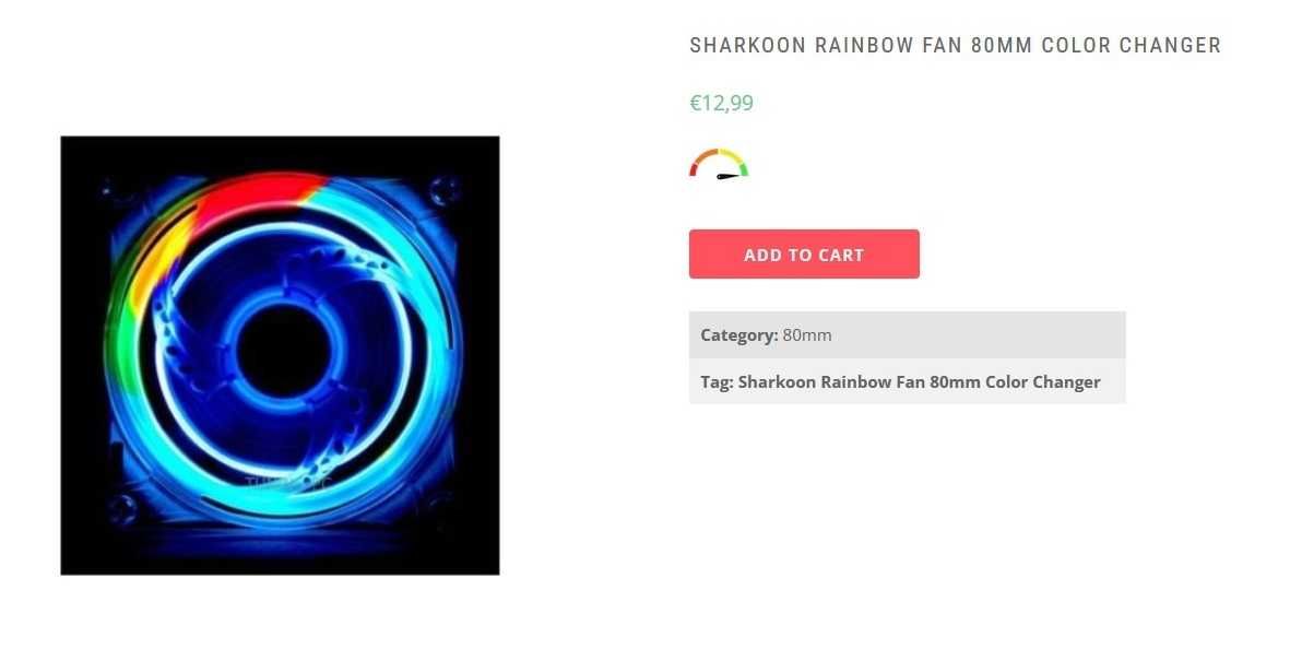 ventilator Rainbow Fan Sharkoon, 80 mm, nou, sigilat (25 buc.)