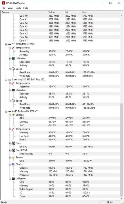 Геймърски компютър Ryzen 3500 16GB RAM RX 5600XT 250GB SSD 1TB HDD