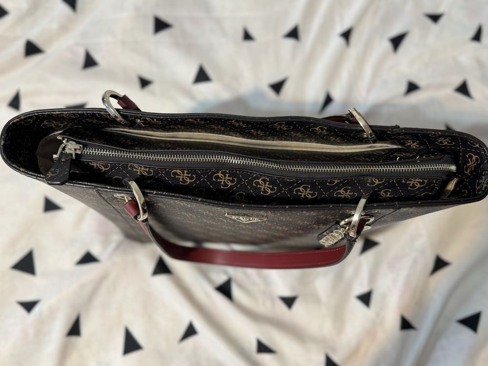 Guess geanta shopper maro bej noua
