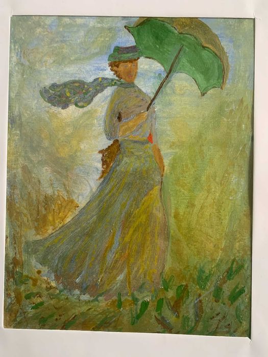 стара картина дама с чадър