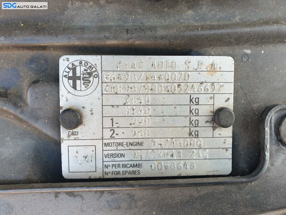 Motor Ambielat Fara Anexe 1.9 JTD 150CP 937A5000 Alfa Romeo 156 2000 - 2007 [B4091]