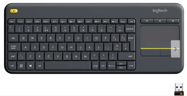 Vand tastatura wireless Logitech K400+, touchpad, USB, nefolosita