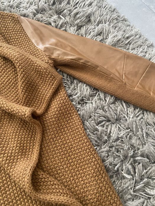 Cardigan cu insertii de piele