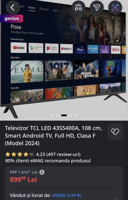 Tv smart UHD model TCL