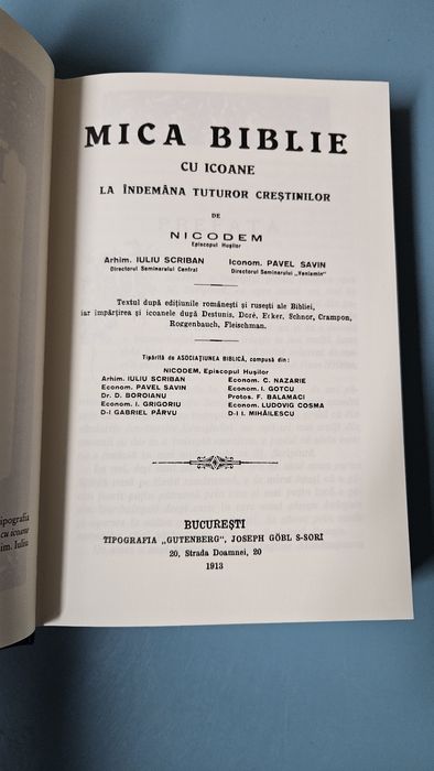 Mica Biblie cu icoane 1913 (retiparita in 2010)