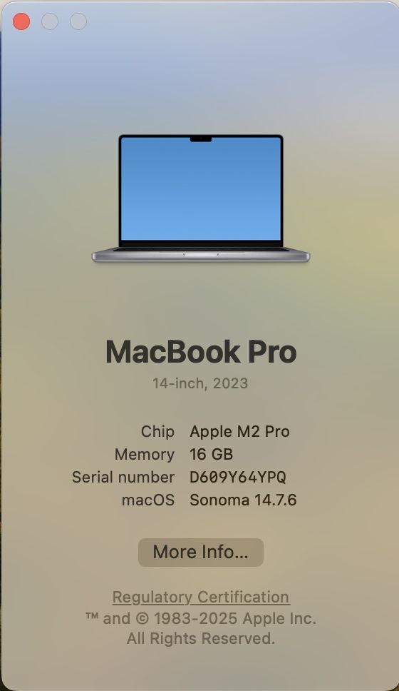 Macbook Pro M2 14" 2023 16GB 512GB