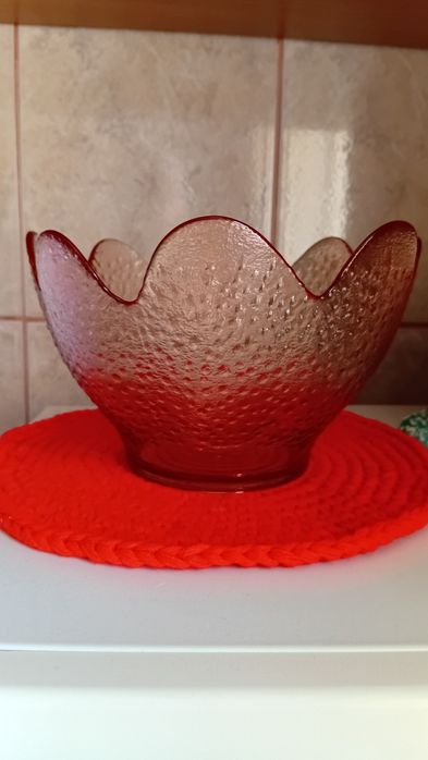 Ваза винтажная СССР розолиновое стекло