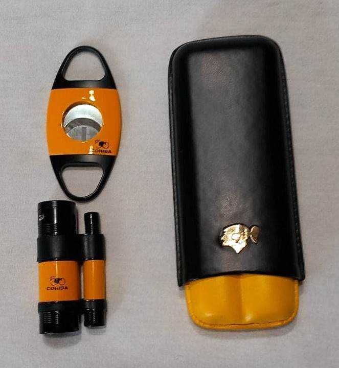 Cohiba подаръчен комплект от калъф,запалка и ножица за пури