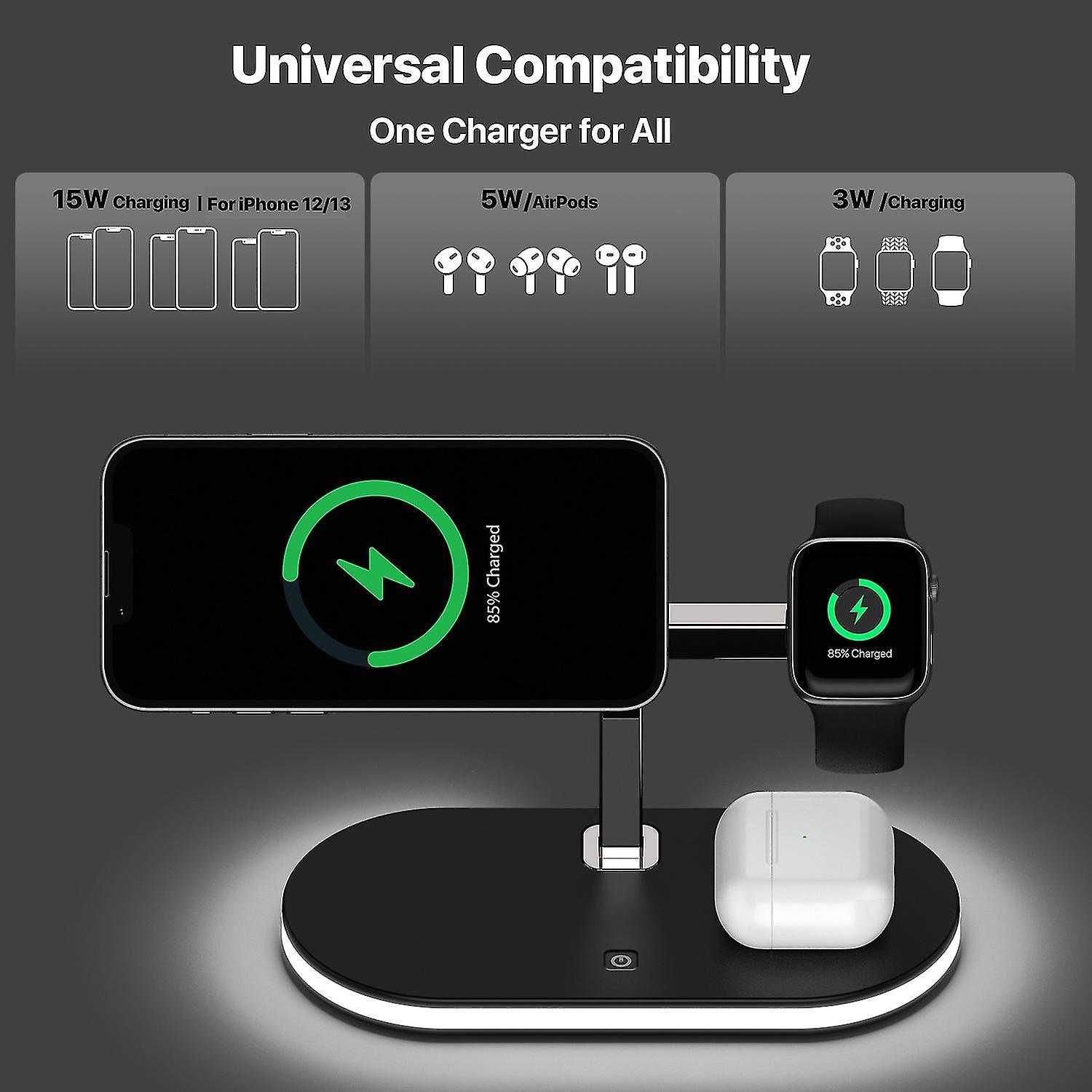 statie incarcare dedicata apple gadgets, compatibil si cu husa magsafe