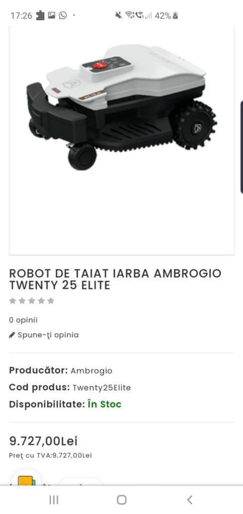 Robot de tuns iarba sigilat Zucchetti B025EL0 pret fara concurenta