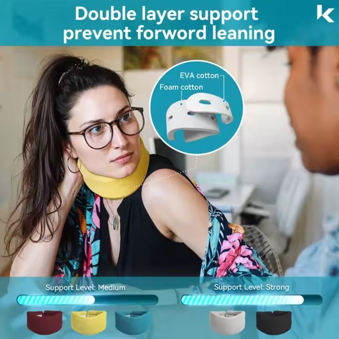 Guler Cervical Moale de Sustinere pentru Dormit, Reglabil Galben